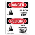 Signmission Safety Sign, OSHA Danger, 24" Height, Aluminum, Go Slow Sound Horn Bilingual Spanish OS-DS-A-1824-VS-1283